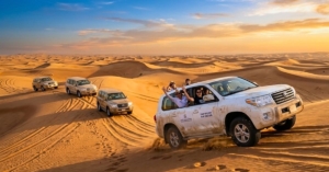 Safari en 4x4 dans les dunes du désert de Dubaï, activité incentive et team building pour un événement d'entreprise